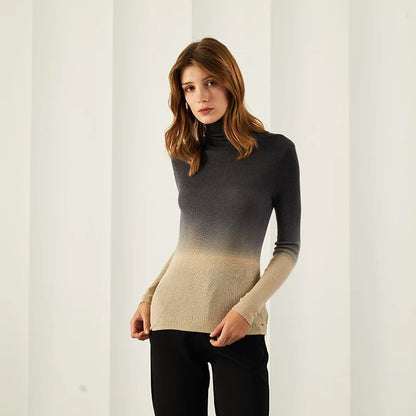 Womens Casual Turtleneck Warm Plaid Sweater