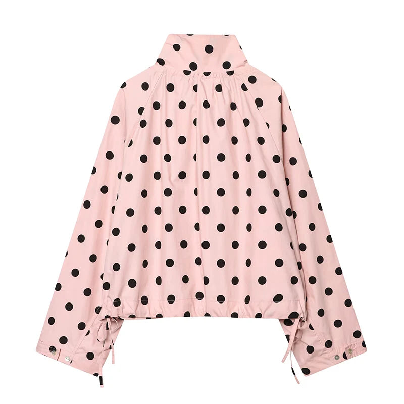 Pink Polka Dot Spring Jacket for Women – Chic Casual Street Style Coat 2026
