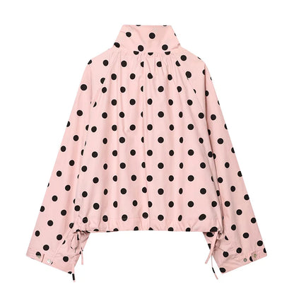Pink Polka Dot Spring Jacket for Women – Chic Casual Street Style Coat 2026