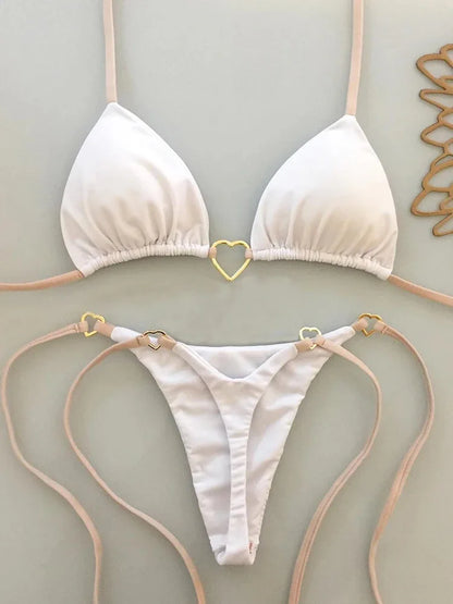 Sexy Simple Solid Women Halter Bikini Set