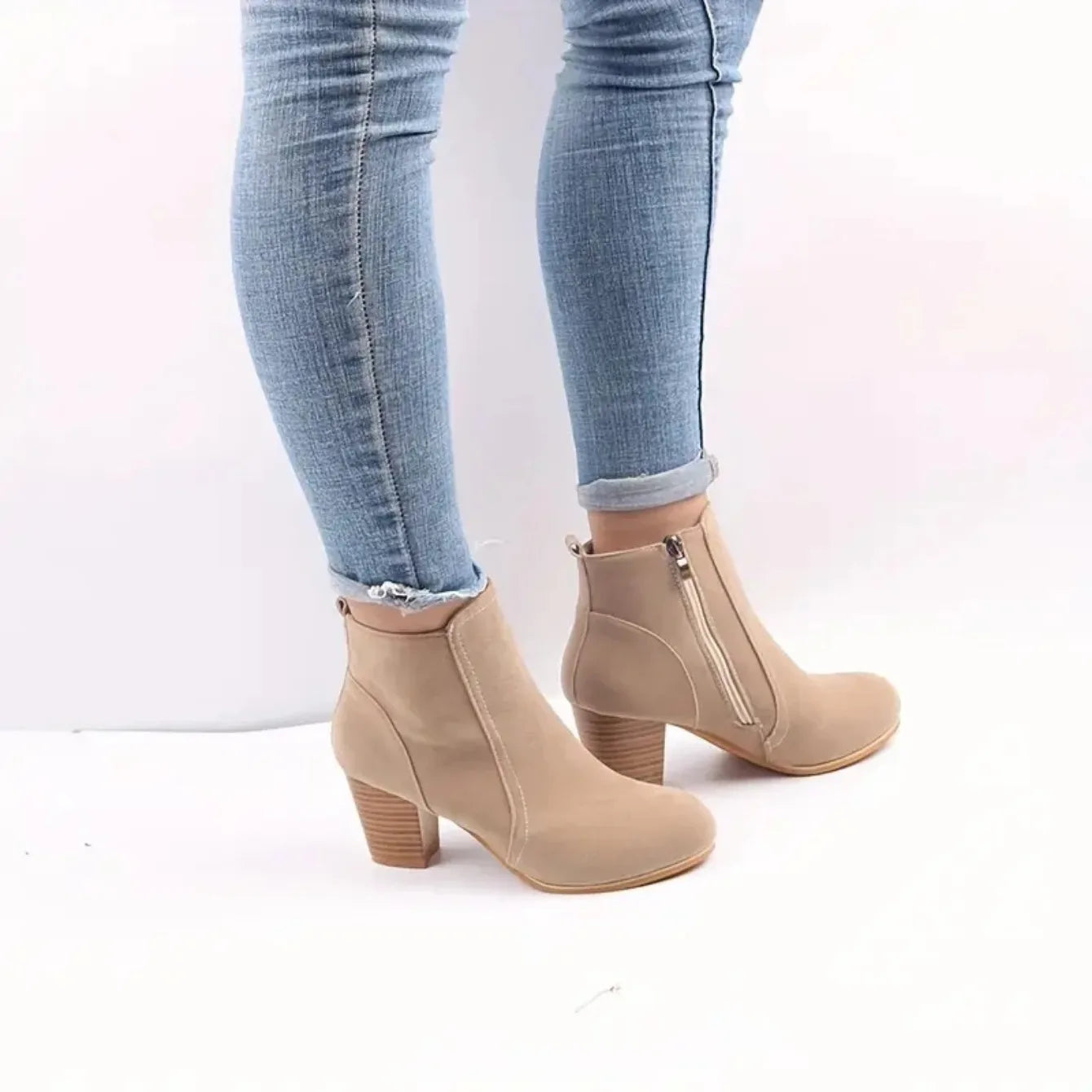 Luxury Suede Chelsea Ankle Boots for Women - 2025 Autumn Winter Chunky Heels