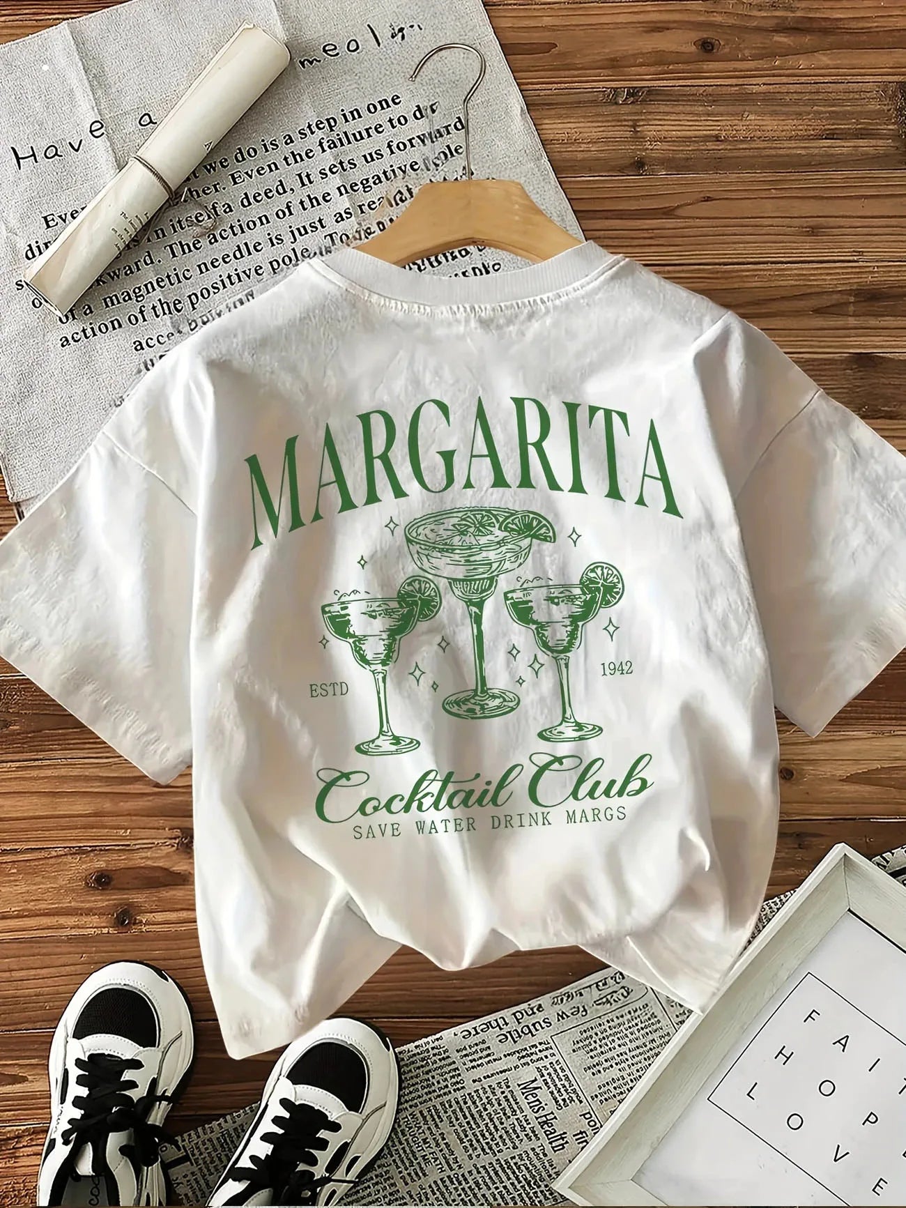 Summer Vacation Outfit - Trendy Margarita Cocktail Club Oversized Tee