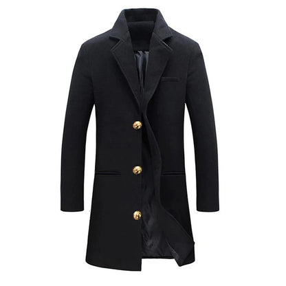 Vintage Buttoned Trench Coat Casual Solid Color Outerwear For Mens Fashion 2024