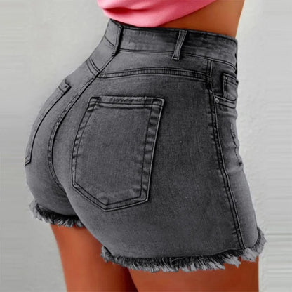 Effortless Summer Styling: High-Waist Frayed Denim Shorts
