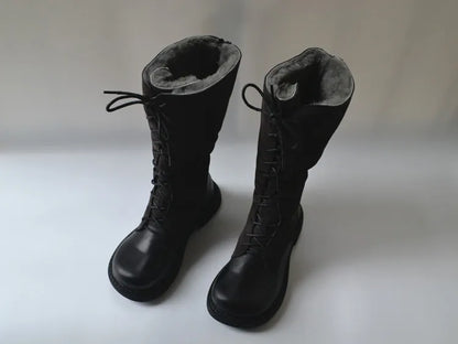 Genuine Leather Lace Up Cool Winter Boots For Women