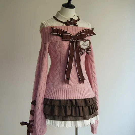 Autumn Winter Y2K Vintage Knit Stripes Sweater For Women Casual Loose Fit Long Sleeve Korean Fashion Pullover Jumper