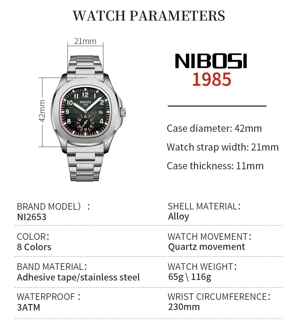 Mens 3bar Water Resistance Luxury Leather Band Watches