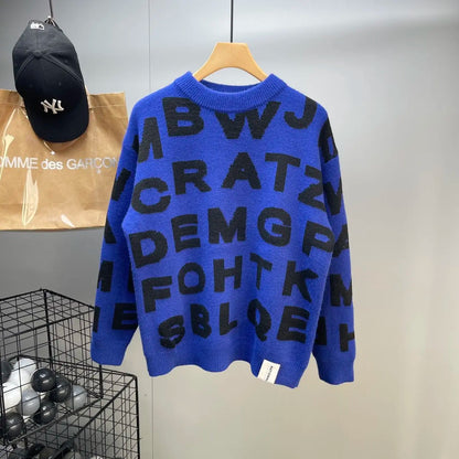 Full Length Fashionable Letter Print Back Winter Sweater For Women