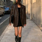 Womens Black Brown Soft PU Leather Blazer Jackets