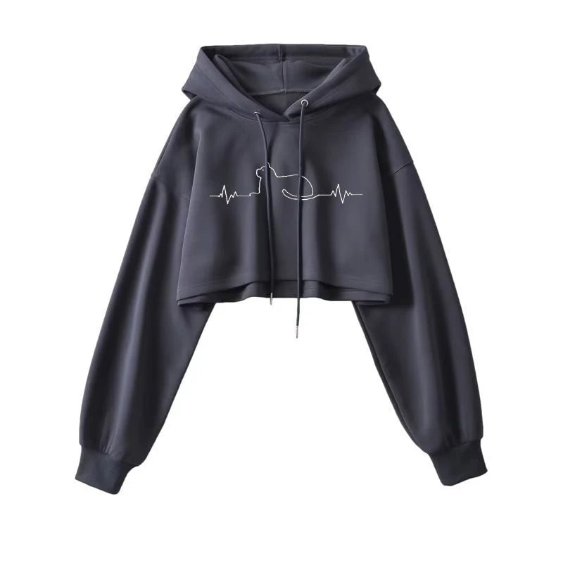 2025 Women S Short Hoodie Solid Sweatshirt Crop Top Korean Harajuku Fashion