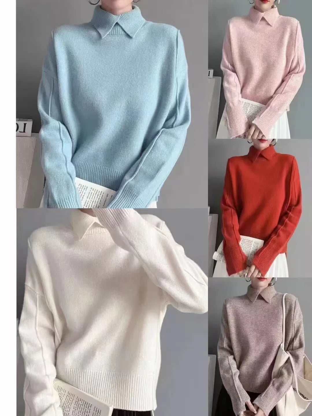Soft Girl Aesthetic: Elegant Pastel Pink Collared Knit Sweater