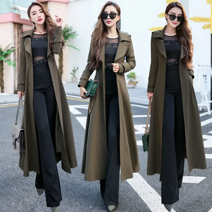 Business Windbreaker Jackets Casual Long Overcoat Y2K Autumn Trench Outwear Women Fashion Office Lady Outerwear Trench