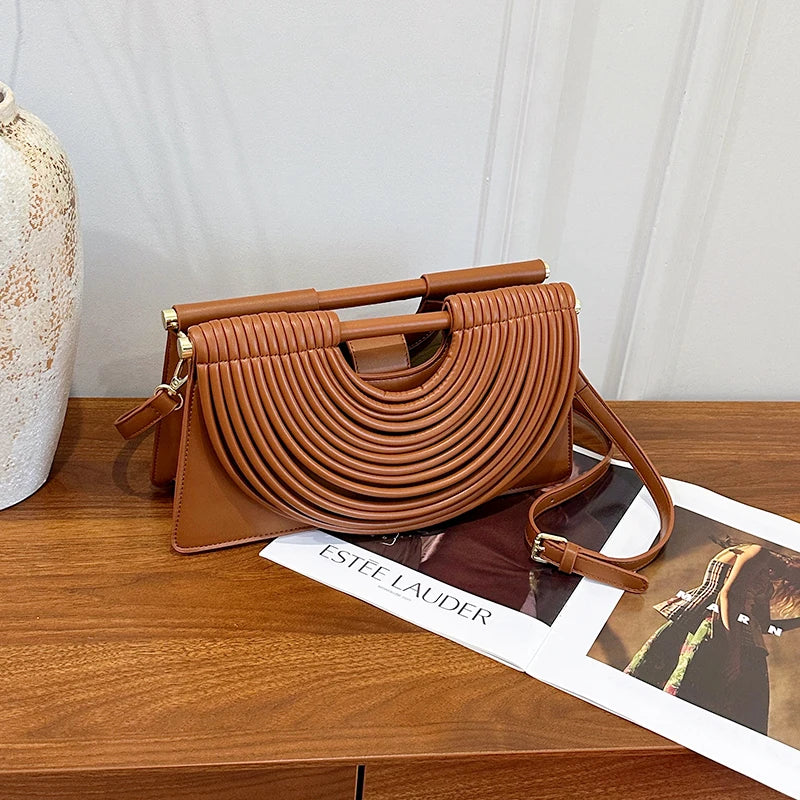 Designer Style Striped Evening Clutch Crossbody Bag