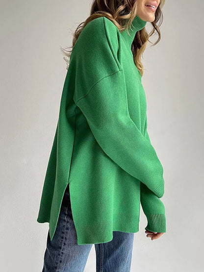 Autumn Winter Women Plus Size Soft Turtleneck Sweaters