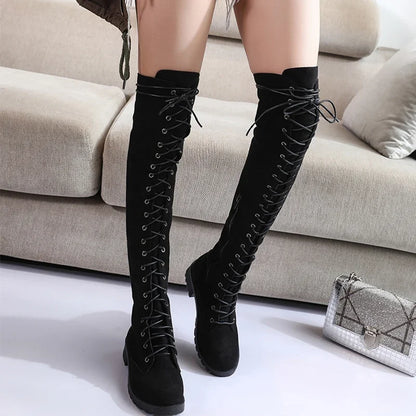 2025 Fashion Over The Knee Boots For Women Sexy Snake Pattern Leather Boots With Square Head Pleated High Heels