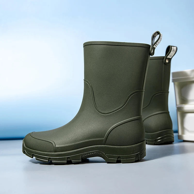 Women’s Mid-Calf Rain Boots – Waterproof Thick Sole Slip-Resistant Outdoor Fashion Boots
