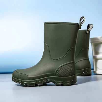 Women’s Mid-Calf Rain Boots – Waterproof Thick Sole Slip-Resistant Outdoor Fashion Boots