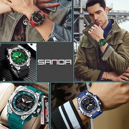 Mens 50m Waterproof Mascular Digital Analog Display Watches