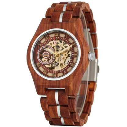 Mens Stylish Wooden Military Type Three Mini Display Watches