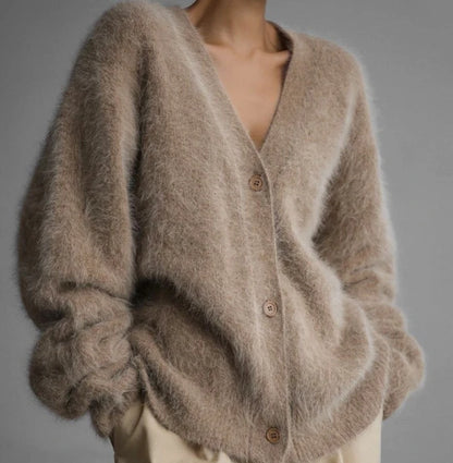 Loose V-Neck Knit Cardigan for Women – 2025 Autumn Casual