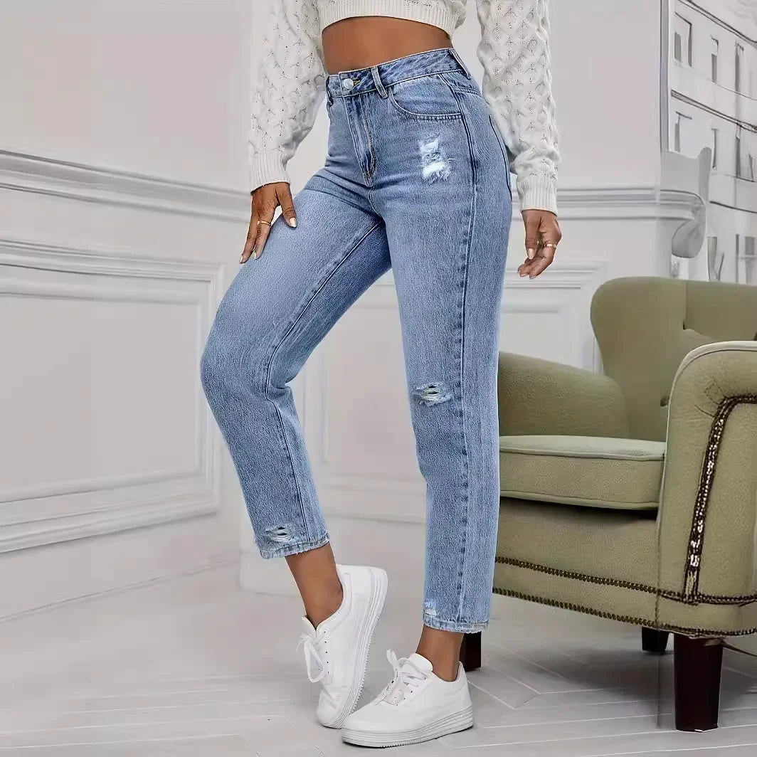 Casual Ripped Stretch Blue Jeans