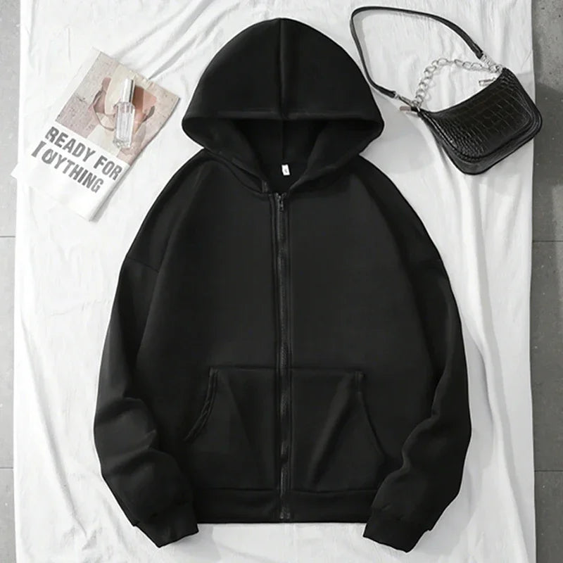 Casual Zipper Closure High Quality Women Hoodies
