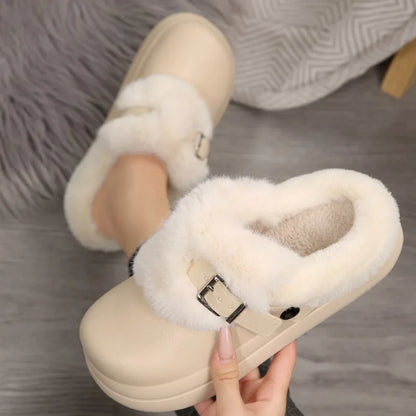 Womens Waterproof Plush Home Slipper
