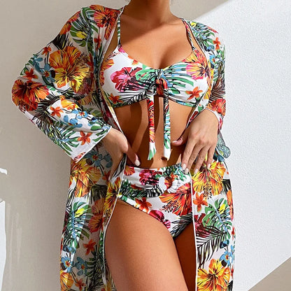 Tropical Island Hibiscus Print Bikini & Cover Up Aesthetic