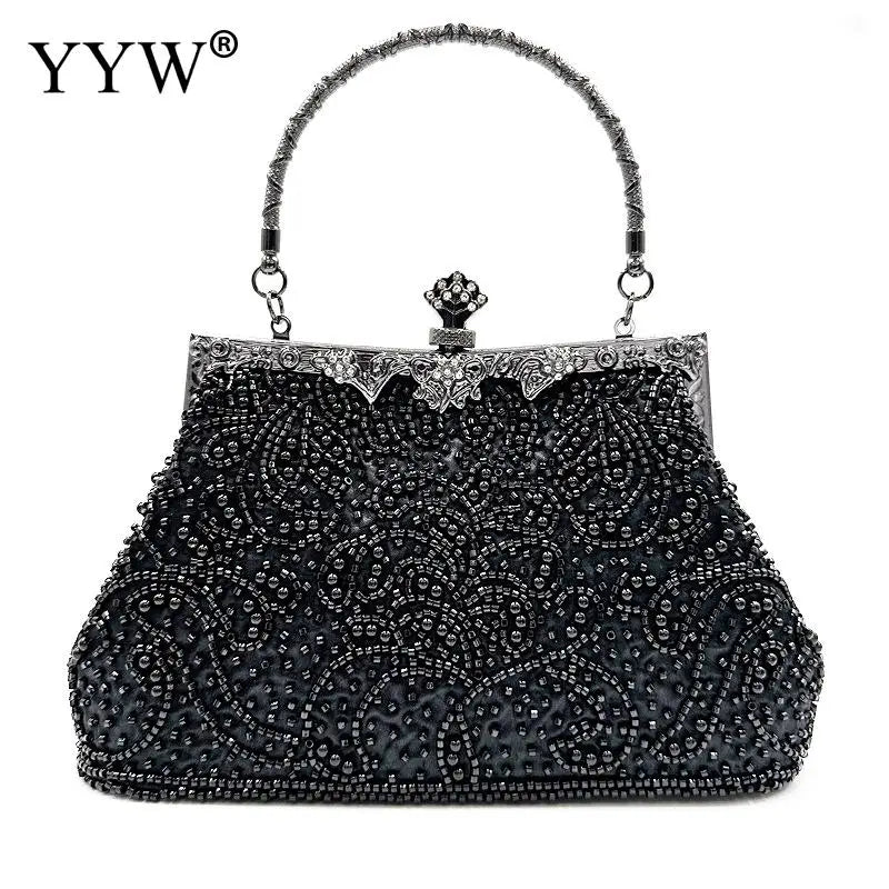 Queen Style Antique Crystal Beaded Evening Handbag