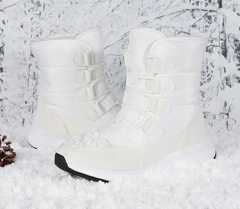 Cozy White Plush Snow Boots for Women | 2025 Winter Non-Slip Platform Boots