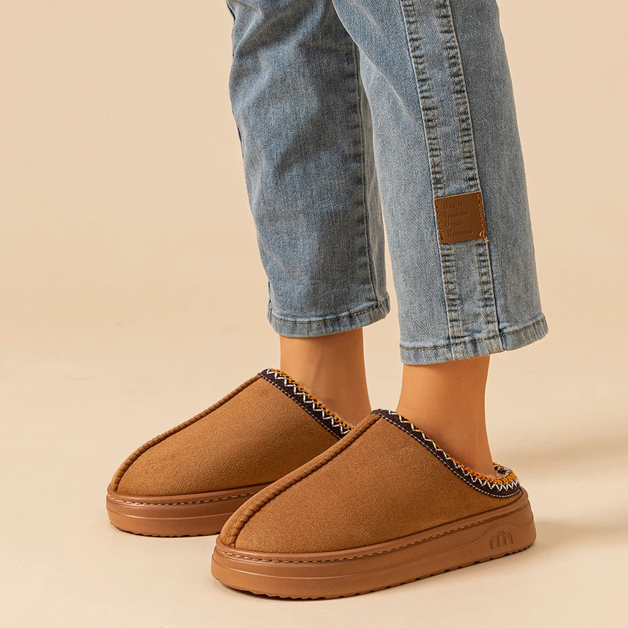 Womens Warm Fluffy Winter Flip Flops