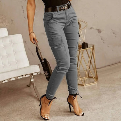 Plus Size High-Waist Cargo Pants: Stylish Wide Leg Design with Zipper Pockets