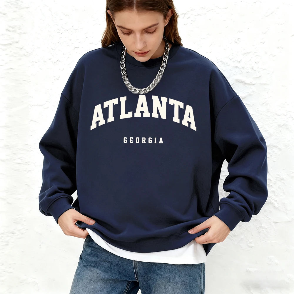 Womens Zip Up Closure Atlanta Manhattan Usa Printed Hoodies