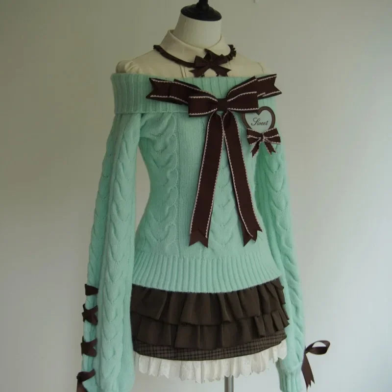 Autumn Winter Y2K Vintage Knit Stripes Sweater For Women Casual Loose Fit Long Sleeve Korean Fashion Pullover Jumper