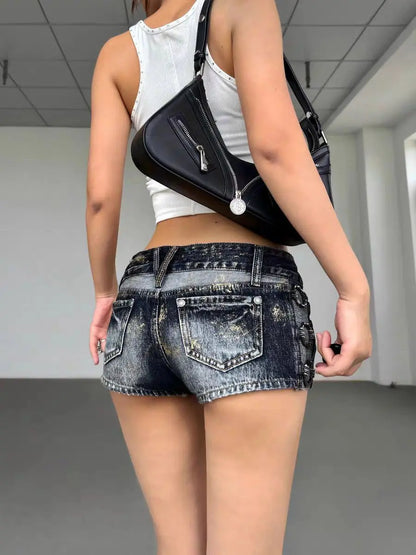 American Hot Style Womens High Waist Peach Hip Denim Shorts