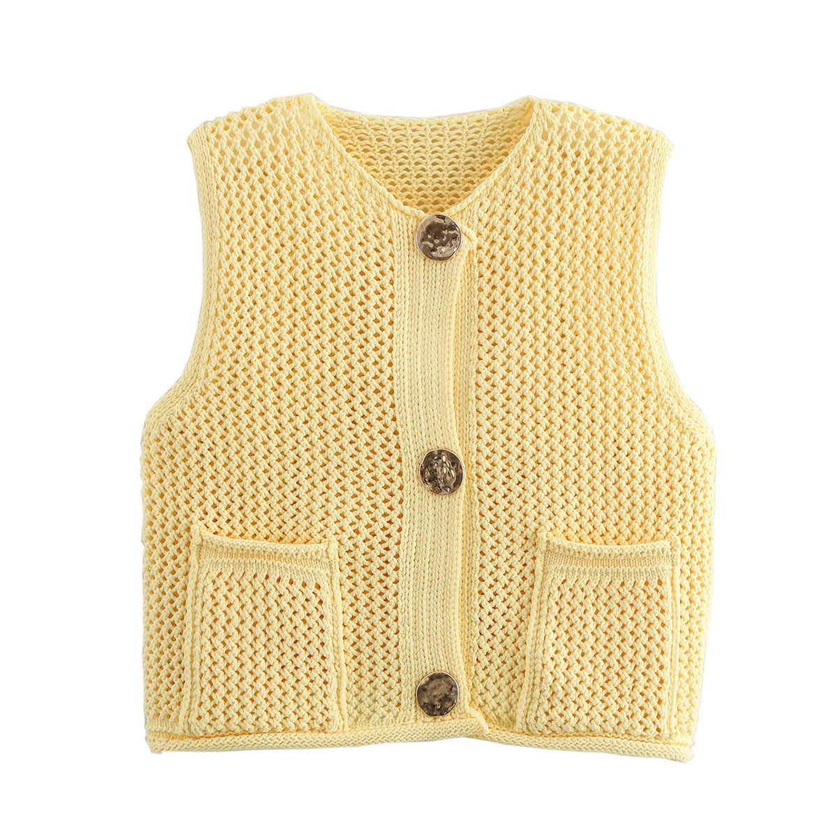 Womens Elegant Round Collar Single Breasted Buttoned Sweaters