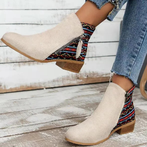 Platform Heel Suede Zipper Up Elegant Boots For Women