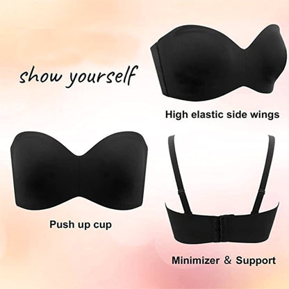 Full Support Non-Slip Convertible Bandeau Strapless Bra