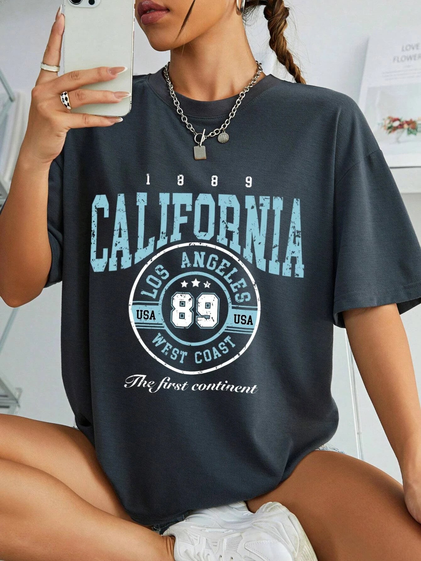 California Est 1997 Street Printed Round Neck T Shirts
