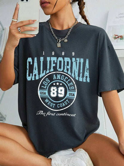 California Est 1997 Street Printed Round Neck T Shirts