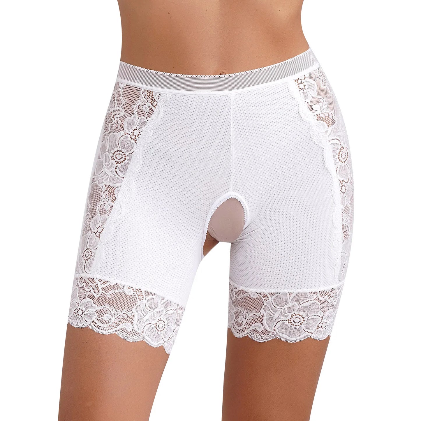 Womens Pocket Design Lace Underwear Shorts