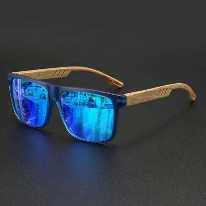 Square UV400 Sunglasses – Wood Grain Unisex Fashion Shades