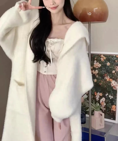 Thick Long Hooded Cardigan Sweater