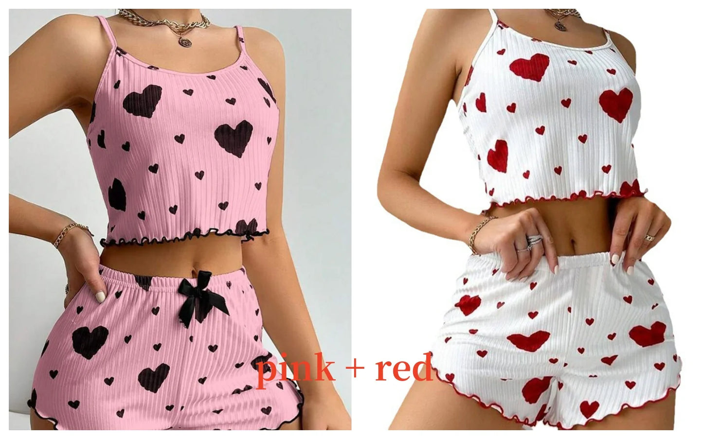 Womens Strawberry Print Pajama Set Long Sleeve Top Shorts
