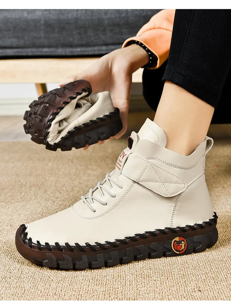 Modern Style Long Cross Lace Up Warm Winter Boots For Women