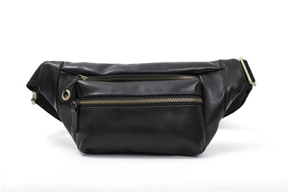 Multi Functional Crazy Horse Leather Phone Waist Bag For Men Cowhide Crossbody Belt Bag