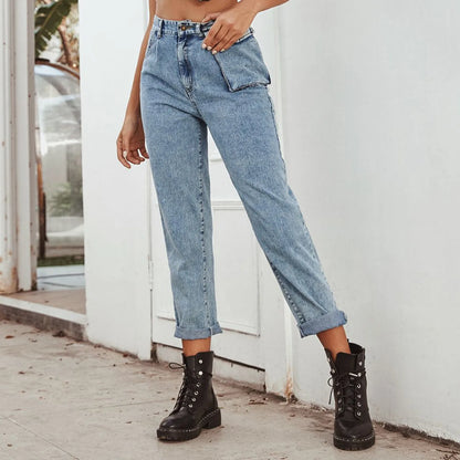 Women’s Straight Leg Baggy Jeans – Casual High Waist Loose Denim Pants