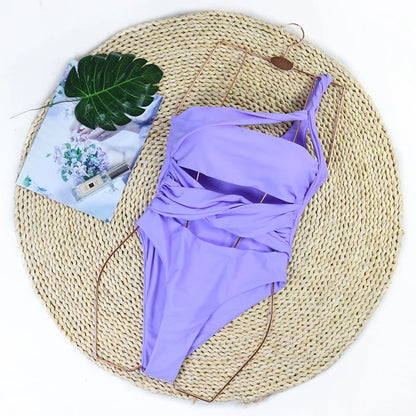 Elegant Black Wrap Cut-Out One Piece Swimsuit Aesthetic