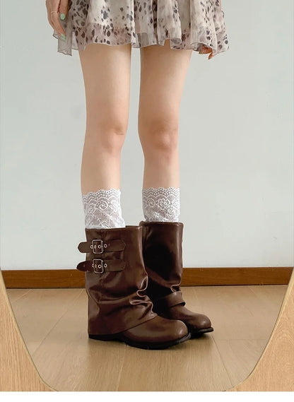 Vintage Western Cowgirl Boots 2025 - Buckle Strap Mid-Calf Boots for Women