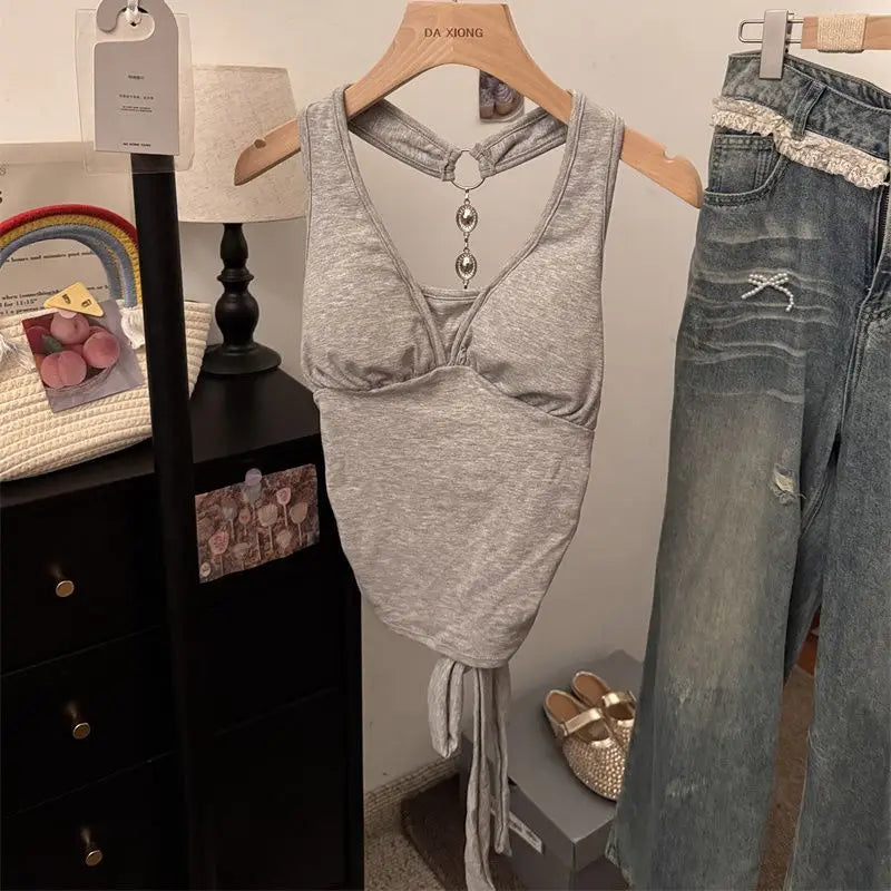 Urban Edge: Casual Sleeveless Streetwear Crop